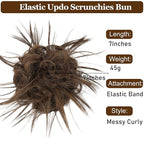 HMD Tousled Updo Messy Bun Hair Piece Hair Extension Ponytail With Elastic Rubber Band Updo Bun Synthetic Hairpieces for Women