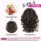 REECHO 9" Short Ponytail Extension, Classic Loose Curly Wavy Claw Clip Pony tails Hair Extensions HP001 Hairpieces for Women (Dark Brown)