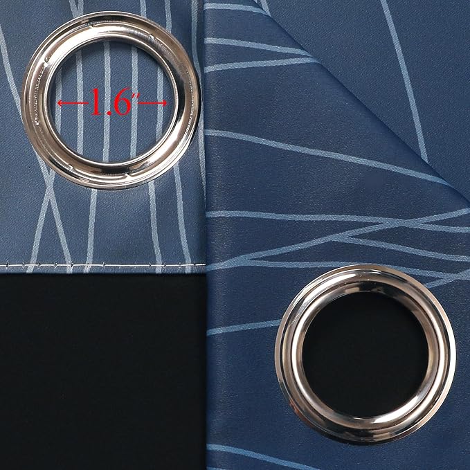 Navy Blue and Yellow Blackout Curtains 45 Inch Length, Full Light Blocking - Image 7