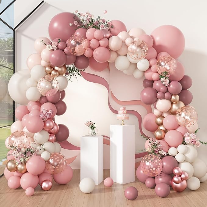 Amandir 173Pcs Dusty Rose Pink Nude Balloon Garland Arch Kit | Retro Blush by Amandir