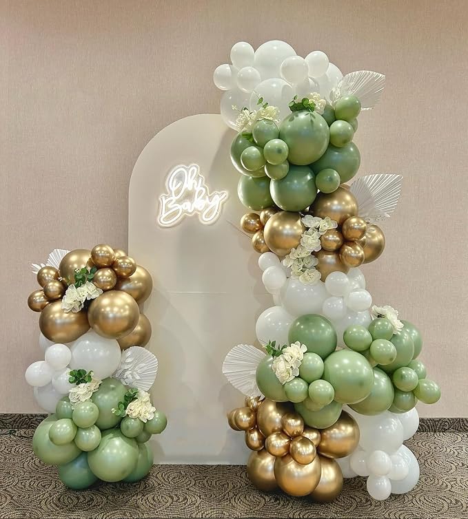 Sage Green White Gold Balloon Arch Kit, Engagements, Anniversary Decorations - Image 4