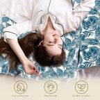 ZIMASILK 100% Pure Mulberry Silk Pillowcase for Hair and Skin Health,Both Sides 19 Momme Silk Floral Print,1pc (King 20''x36'',Blue Leaves)