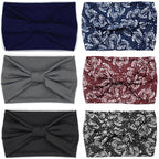 IVARYSS Wide Headbands for Women, Knotted Head Wraps Turbans, Large African Style Head Bands Hair Accessories, 6 Pack (Boho Set1)