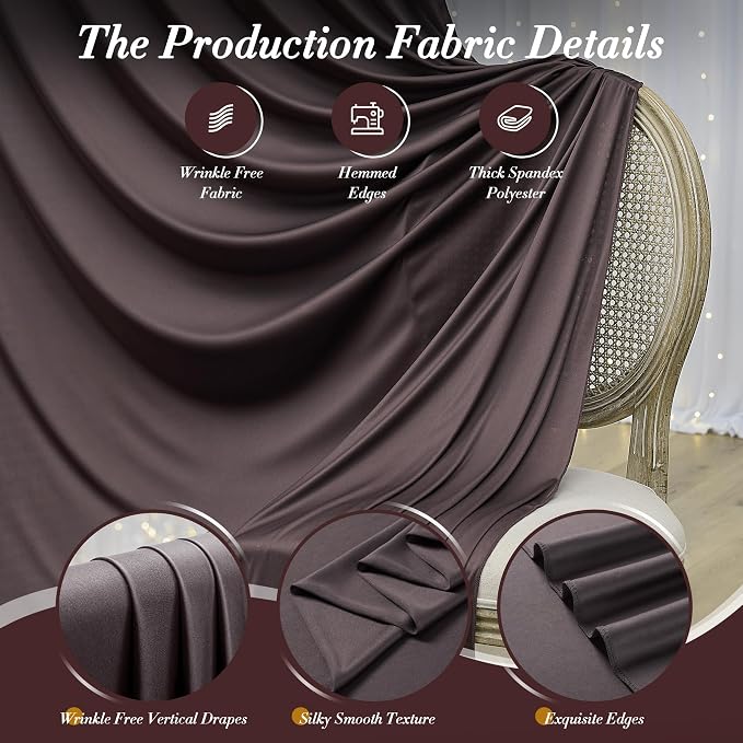 30 ft x 10 ft Wrinkle Free Brown Backdrop Curtain - Image 4