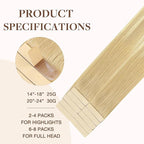 GOO GOO Tape in Hair Extensions Human Hair, 18AT60A Pearl Ash Blonde Highlights, 24inch 30g 10pcs, Skin Weft Seamless Invisible, Silky Straight with Thick Ends, Remy Human Hair