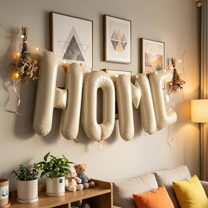 Beige HOME Balloons, 40 Inch Welcome HOME Cream White Letter Balloon - Image 5