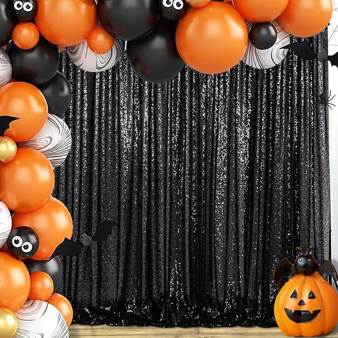 ShinyBeauty 10x10FT Black Sequin Backdrop | Photography & Wedding Background | by ShinyBeauty