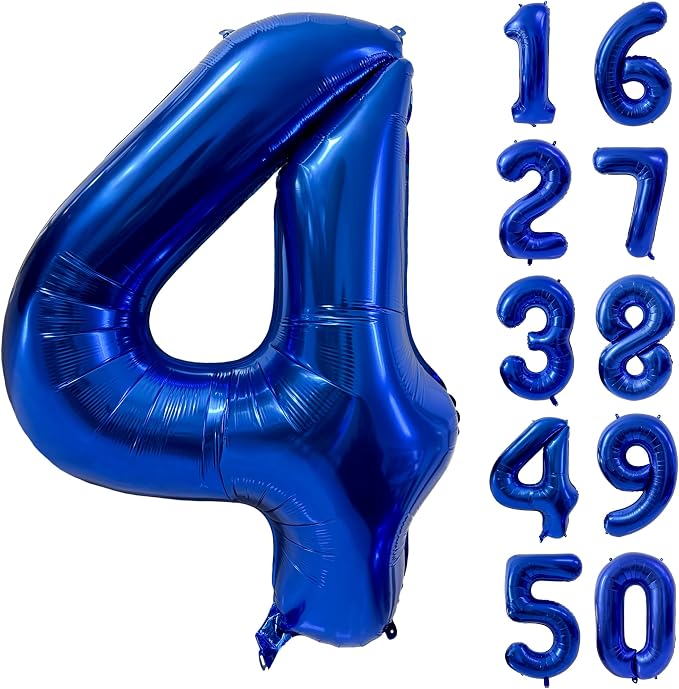 40 inch Navy Blue Number Balloon Dark Blue 4 Balloons Giant Foil Helium by Yeodong