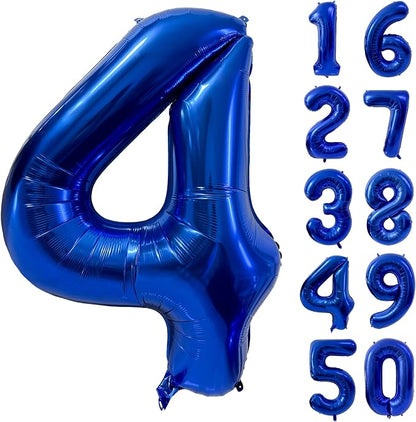 40 inch Navy Blue Number Balloon Dark Blue 4 Balloons Giant Foil Helium by Yeodong