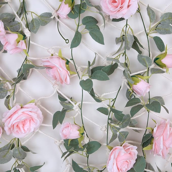 TELDRASSIL 4Pcs Artificial Rose Vine Fake Flower Garland Fake Silk Rose Hanging - Image 6