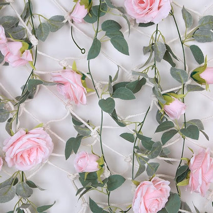 TELDRASSIL 4Pcs Artificial Rose Vine Fake Flower Garland Fake Silk Rose Hanging - Image 6