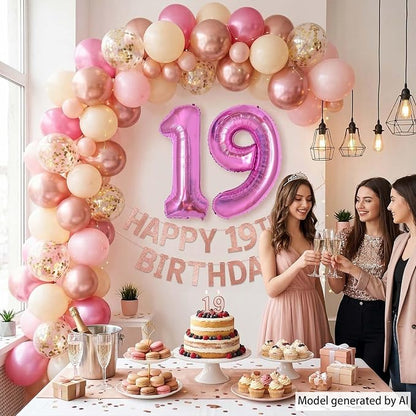 Pink Number 19 Balloon 40 Inch, Sleek Foil Numeral - Image 2