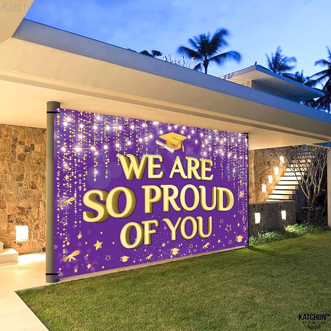 KatchOn We are So Proud of You Banner 72x44 Inch | Graduation Backdrop Purple - Image 7
