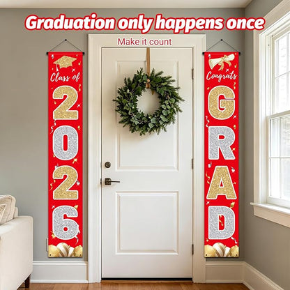 Graduation Decorations 2026, Class of 2026 Banner Congrats Grad | Red Porch Sign - Image 4