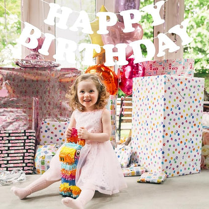 White Happy Birthday Banner Sign Birthday Backdrop Party Supplies - Image 6