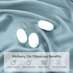 INFIIXSO Mulberry Silk Pillowcase for Hair and Skin, Silk Pillow Cases Queen Size Set of 2 with Hidden Zipper 20"x30", Ultra Smooth and Soft Cooling Pillow Cases for Hot Sleepers(Airy Blue, 2 Pack)