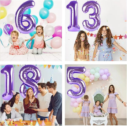 Purple Number Balloons, 40 Inch Purple Balloon 1.1 Helium Balloon 1st Birthday - Image 5