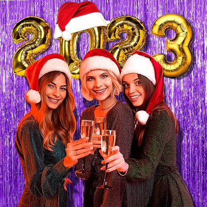 10 Pack Purple Backdrop Tinsel Streamers Foil Fringe Backdrop Halloween Party - Image 3
