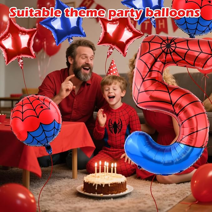 40 Inch Spider Theme Number Balloon, Number Block Foil Number 5 Balloons Large - Image 3