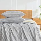 JELLYMONI 100% Natural Cotton Plaid Standard Pillowcases Set, 2 Pack Dark Gray with White Stripes Pattern Printed Pillow Covers with Envelope Closure(Pillows are not Included)