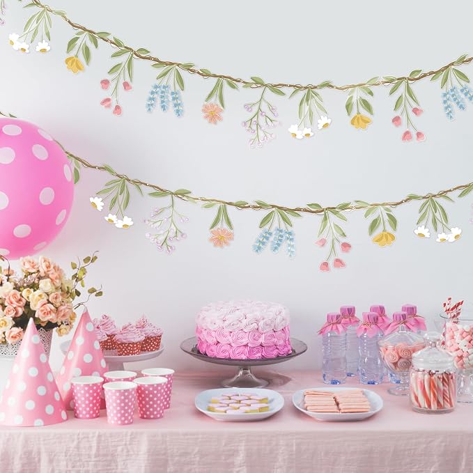 Cheerland 3pcs Wildflower Garland Flower Banner Floral Party Decorations - Image 9