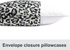NTBAY 2 Pack Satin King Pillowcases for Hair and Skin, Luxurious and Silky Leopard Printed Pillow Cases with Envelope Closure, 20x36 Inches, Black and White