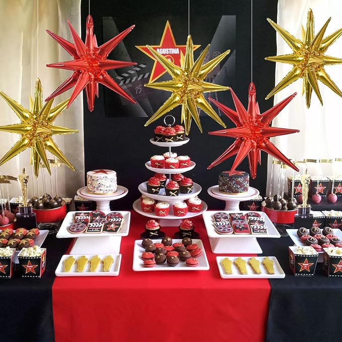 TONIFUL 8 Pcs Explosion Star Balloons Red and Gold Foil Balloon Party Decor | - Image 5