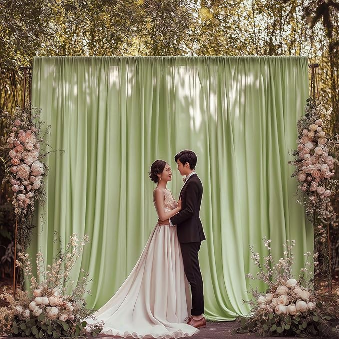 ESGOTBME 10x10ft Wrinkle Free Sage Green Backdrop Curtain - Image 6