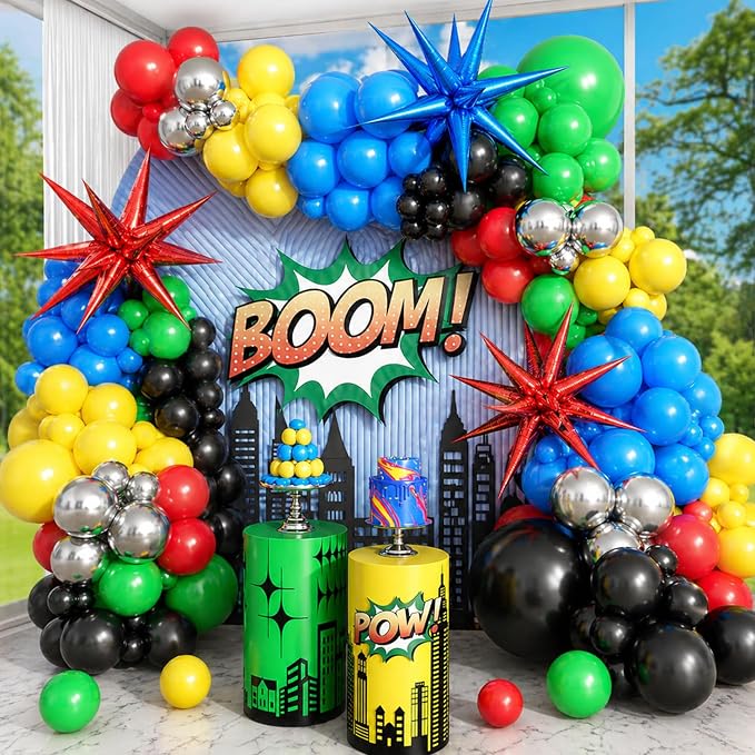 137PCS Red Blue Yellow Green Black Balloon Arch Garland Kit | Colorful Latex - Image 5