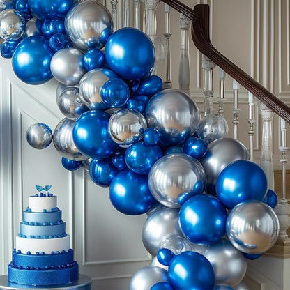 RUBFAC 135pcs Metallic Silver Balloons Different Sizes 18 12 10 5 Inch - Image 4