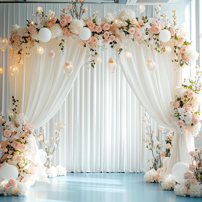 Asee'm Ivory Backdrop Curtains Drapes - Image 4