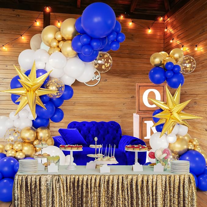 146pcs Blue and Gold Balloons Garland Arch Kit - Image 2