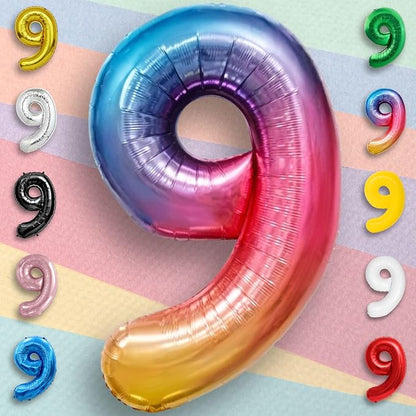 Rainbow Number Balloons 9 Mylar Foil 40 Inch - Image 3
