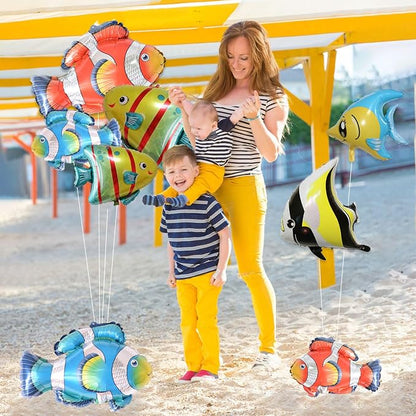 8 Pcs Fish Balloons, Under The Sea Clownfish Tropical Fish Bubble Sea Animal - Image 6