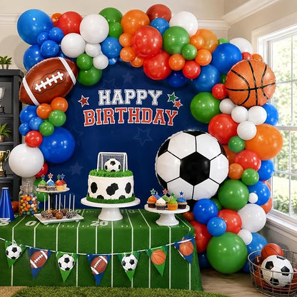 Sports Balloons, 12 Inch Green Orange Blue Red White Latex Balloons - Image 4