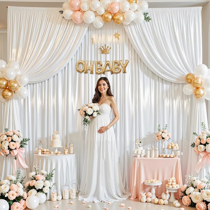 40x10ft White Glitter Backdrop Curtain - Image 6