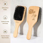Bsisme Hair Brush, Boar Bristle Hair Brushes for Women Men Kid, Natural Bristles Paddle Brush for Thin Fine Hair, Restore Shine and Texture, Enhance Hair Shine and Health