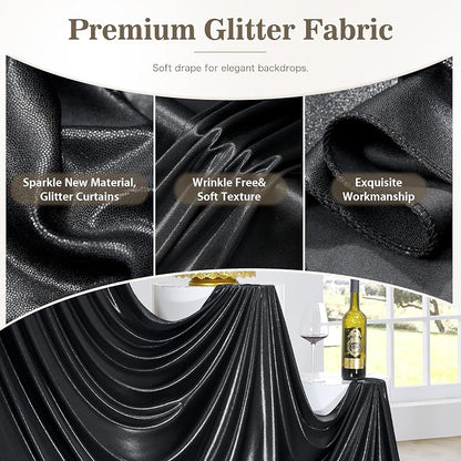 20ft x 10ft Gold Black Sequin Backdrop Curtain - Image 4