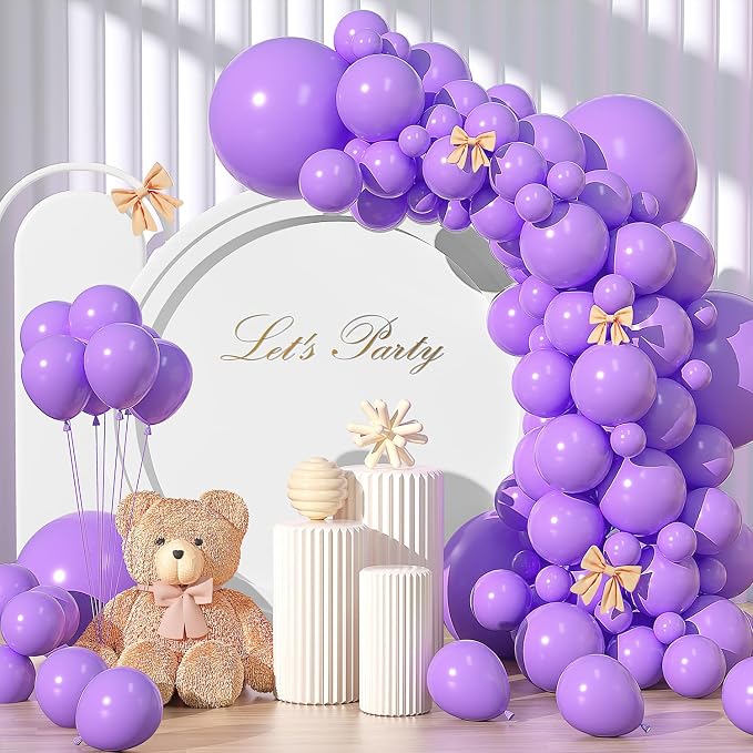 135pcs Pastel Purple Balloon Arch Kit Different Sizes of 18 12 10 5 Inch by YISHEBAPA