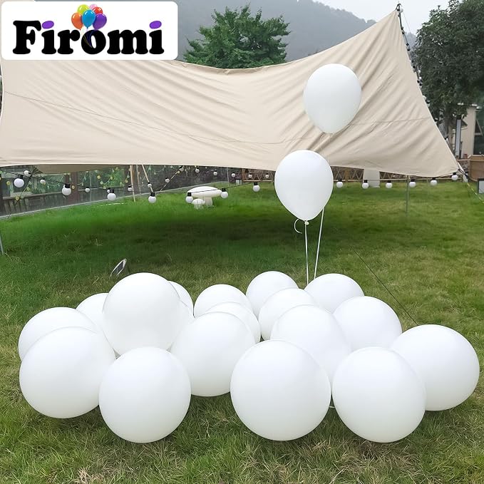 Firomi Matte White Balloons 12-inch 100 Pack Big Thicken | Helium, Round after - Image 3