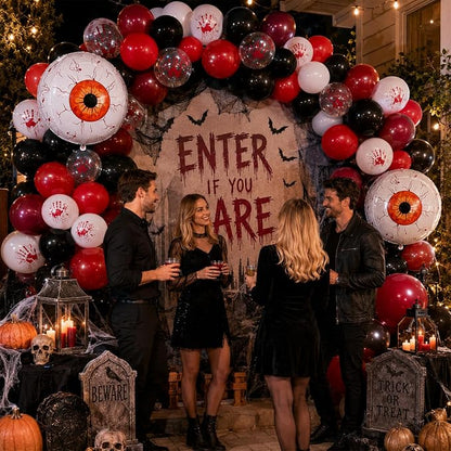 Halloween Bloody Scary Balloons Red Black Hand Print Eye Balloons | 4D Eyeball - Image 7