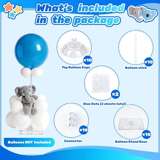 10 Set Balloon Stands for Table Clear 15.75 in Adjustable | Coordinated holders - Image 4