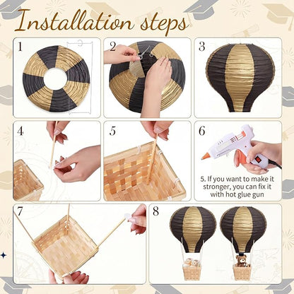 Meooeck 8 Sets Hot Air Balloon Tables Centerpieces, 11.8'' Paper Lantern Party - Image 4
