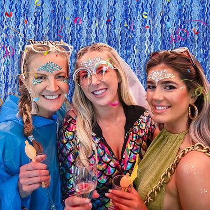 Blue Backdrop Wavy Tinsel Foil Fringe Curtains - Image 3