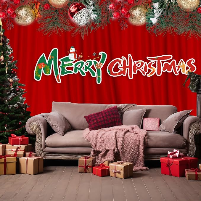 Red Backdrop Curtains for Party Christmas Day Wedding Ceremony Red Curtains - Image 4