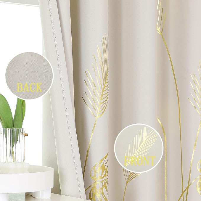 Cream Beige Room Darkening Curtains Window Curtains 90 Inches Long, Thermal - Image 3