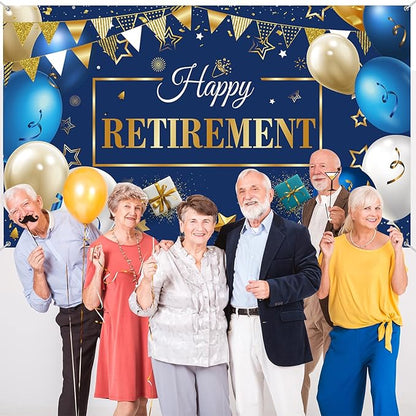 Blulu Retirement Party Decorations, Extra Large Fabric Retire Sign Banner Photo - Image 4