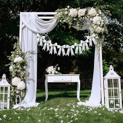 1 String of 8PCS White Bow Garland Banner Decoration, Pre-Strung Satin Ribbon - Image 4
