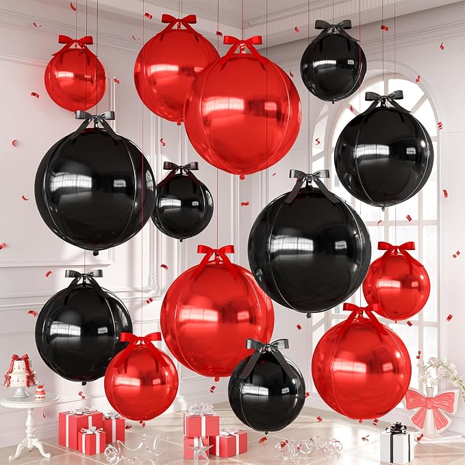 Black Red Round Foil Balloons by Dagelar