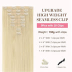 GOO GOO Clip in Hair Extensions Real Human Hair, Remy Human Hair Extensions Clip ins for Women, Natural Human Hair, 14inch 130g 9Pcs, 60A Platinum Blonde